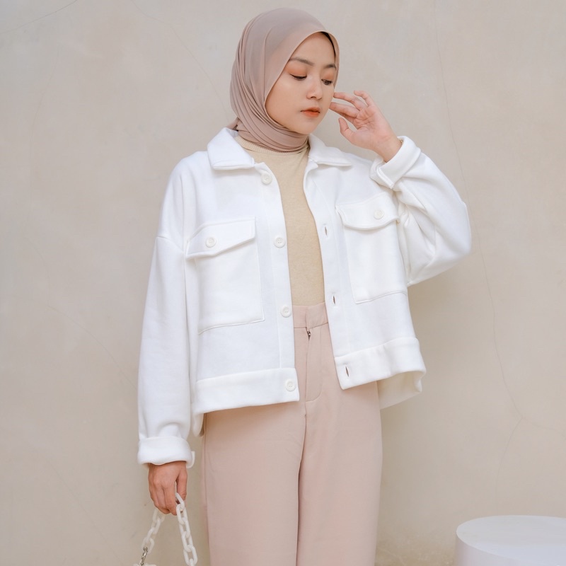 Jaket Wanita Button Outer Jaket Modis Wanita Musim semi Longgar Solid Fashion Korea Untuk Sehari har-3