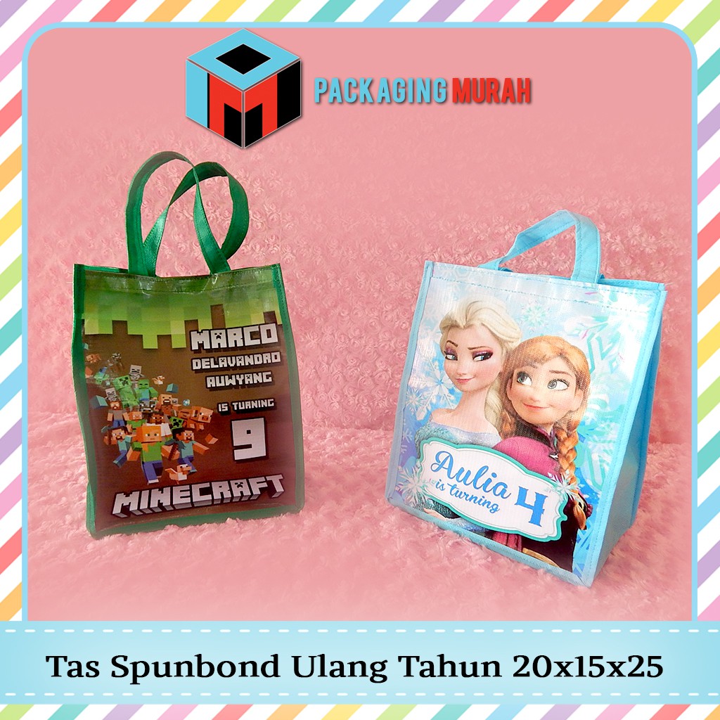 

Tas Souvenir Ulang Tahun uk. 20x15x25 / Goodie Bag Ulang Tahun / Tas Spunbond