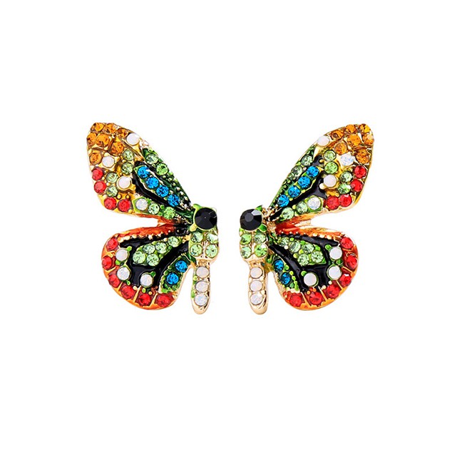 LRC Anting Tusuk Fashion Color Flower Butterfly And Diamond Earrings F6020X