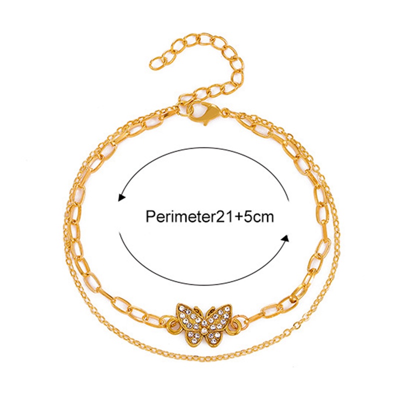 Gelang Tangan Rantai Adjustable Aksen Kupu-Kupu Hias Kristal Zircon Untuk Wanita Butterfly