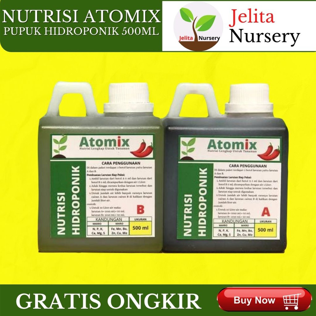 Nutrisi Hidroponik ABmix (Atomix) untuk sayuran dan buah buahan, 500ml