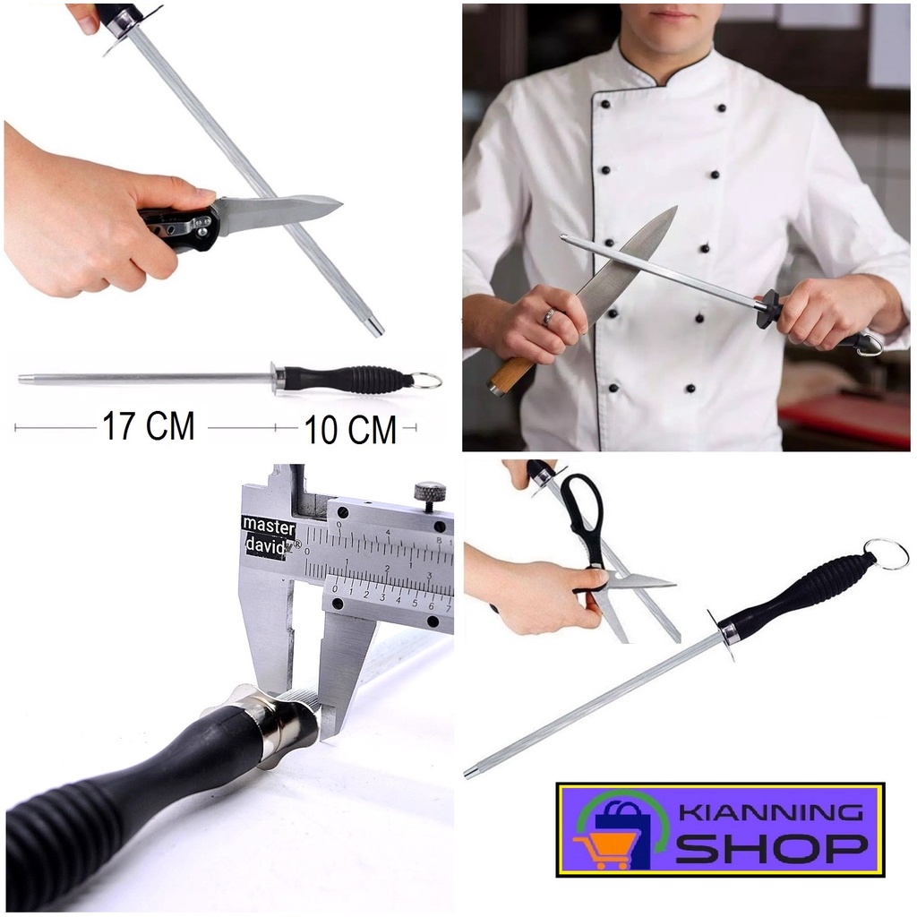 Tongkat Pengasah Pisau Daging 27 Cm Stik Asahan Kristal Golok Gunting Kikir Kn