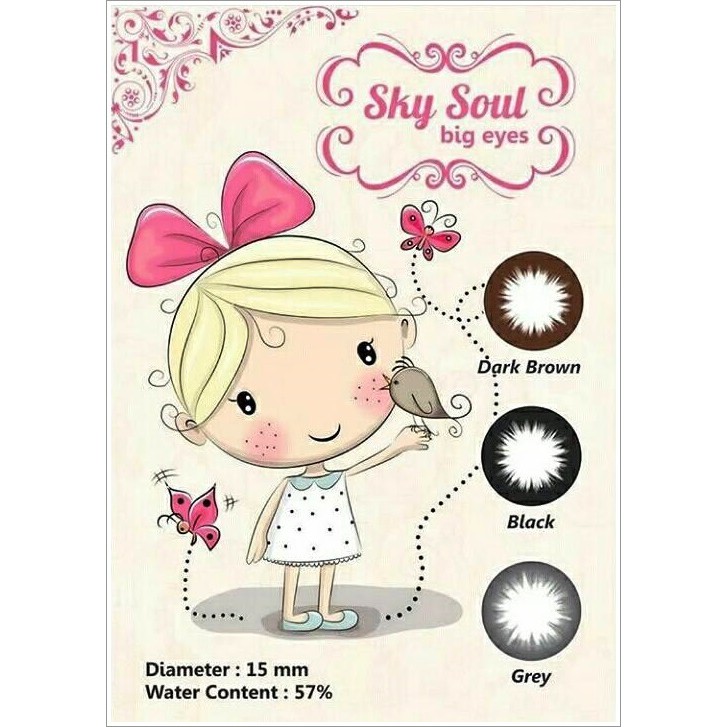 Softlens Sky Soul Baby Eyes Skysoul Big Eye dark brown black grey coklat tua kadar air minus tinggi