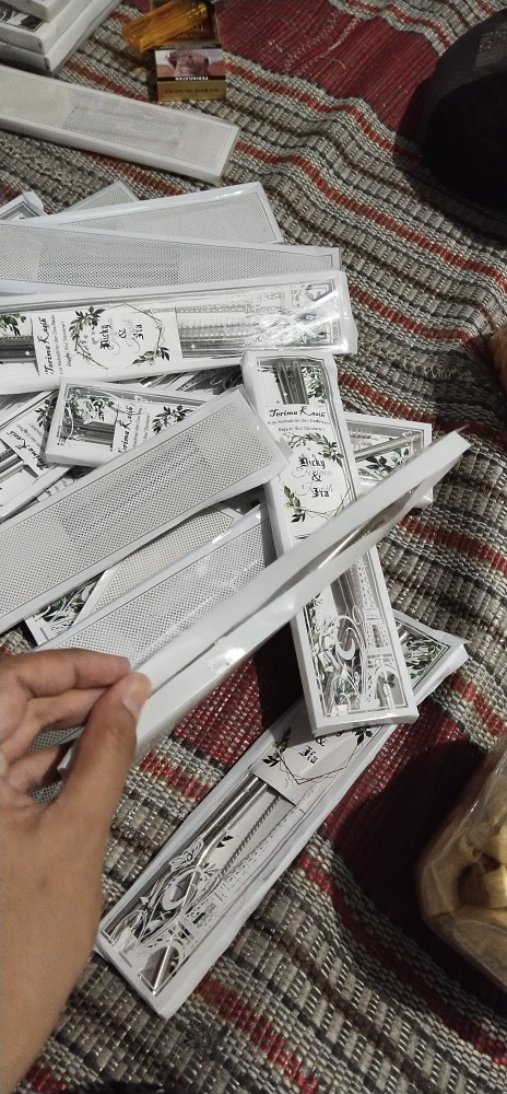 Bisa Cod Souvernir Pernikahan Sedotan Stainless Alas Kartu Ucapan Kemasan Mika