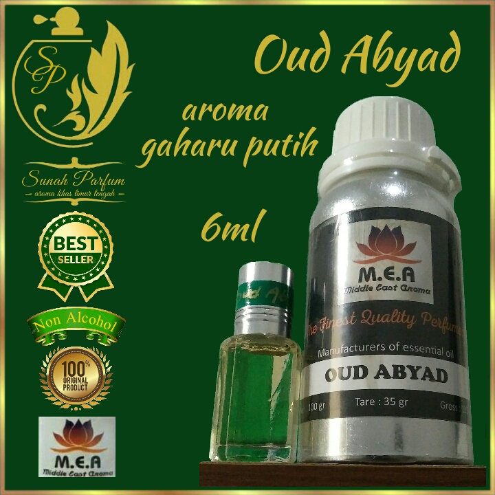 Parfum Oud Abyad / White Oud / Gaharu Putih 6ml, Original MEA
