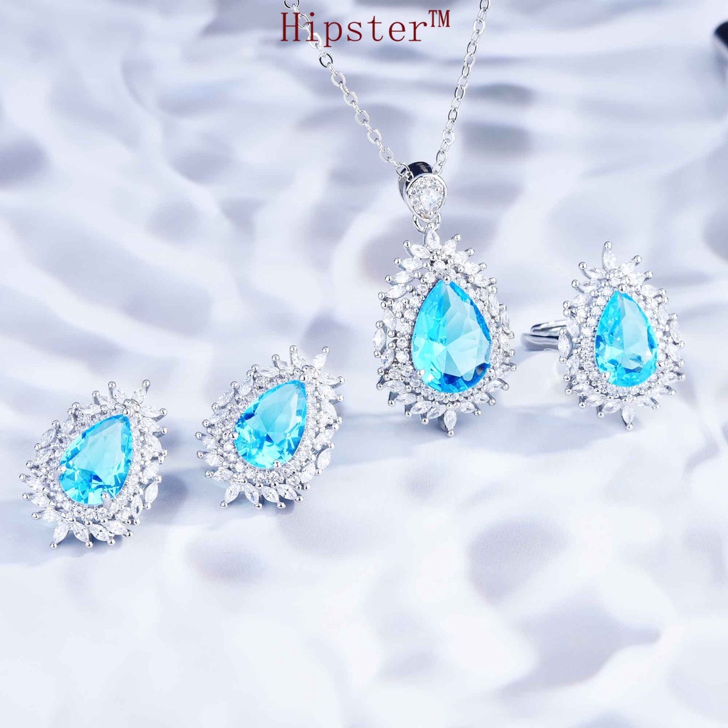 Gao Ding Jewelry Topaz Colored Gems Set Luxury Necklace Earrings Opening Rings Pendants Women