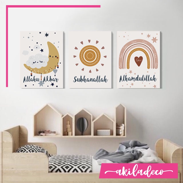 Poster dinding Kamar Anak Walldecor Rainbow Pelangi Dekorasi rumah Hiasan Alhamdulillah
