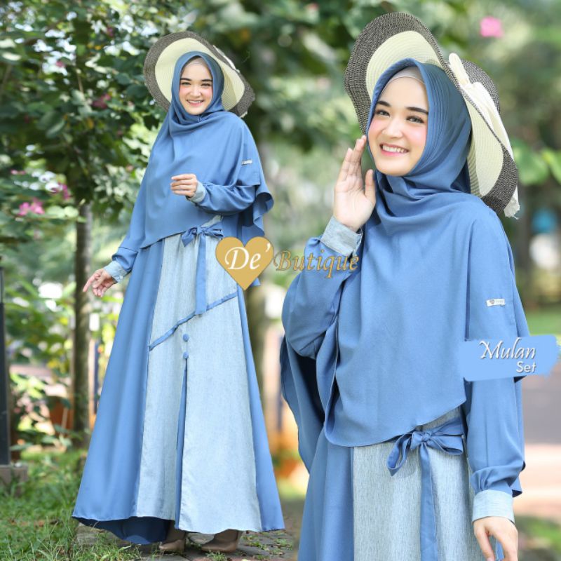mulan set syari/gamis syari terlaris/mulan de butique