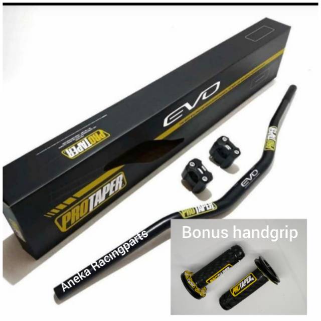 Stang protaper carmichael evo low paket bonus handgrip / stang fatbar evo low beli satu harga grosir