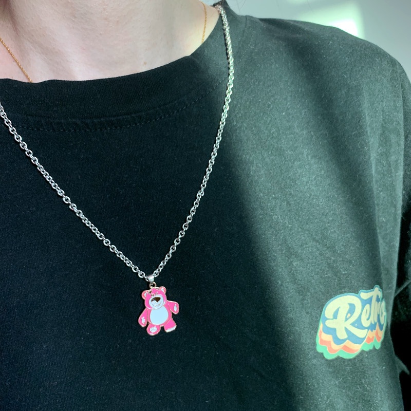 Jepang Korea kartun strawberry bear kalung pasangan lucu disco menari tanah kuchao hip hop sweter ra