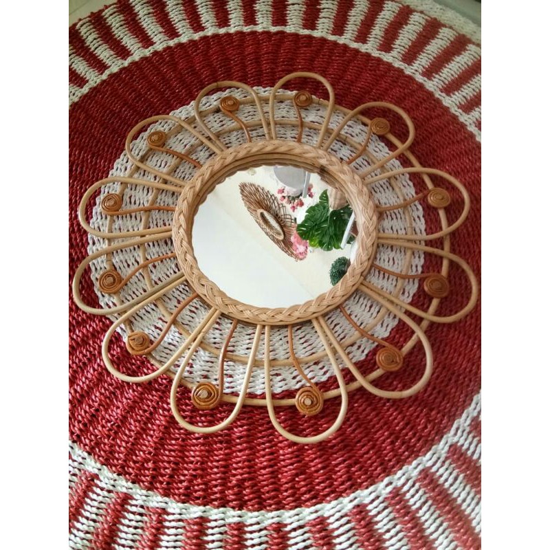 kaca rotan cantik termurah/rotan kualitas/walldecor kaca rotan/hiasan dinding
