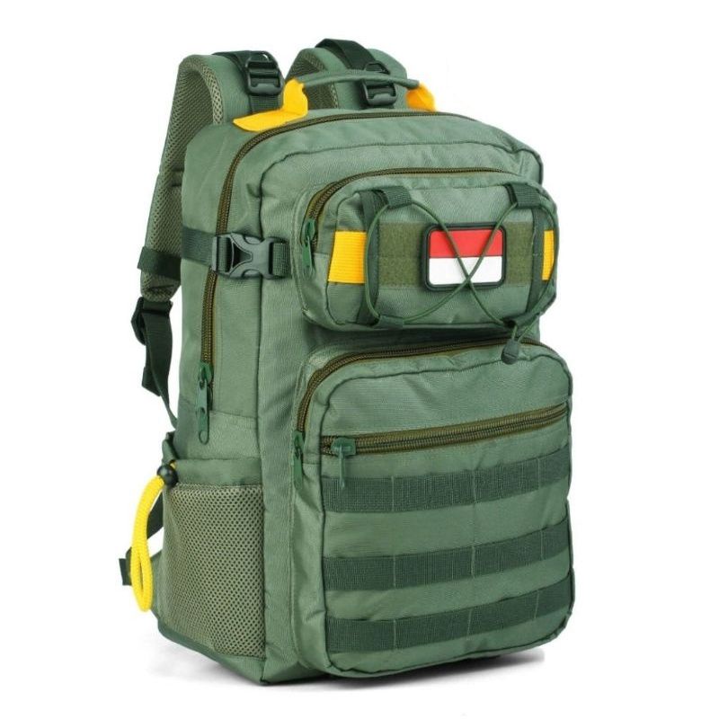 Tas ransel lebanon hijau army / tas punggung pria / tas sekolah / Hijau variasi kuning