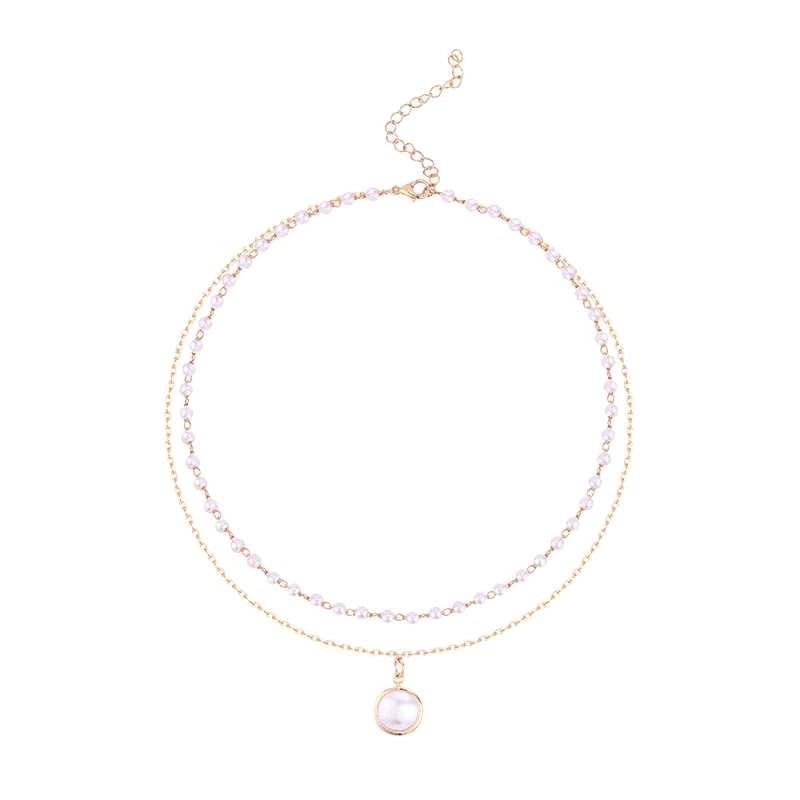 Kalung Elvina Pearl 2 Layer Neclace Kalung  Mutiara Rumbai Senior Tanpa Kalung Wanita Kalung Elvina Pearl 2 Layer Neclace