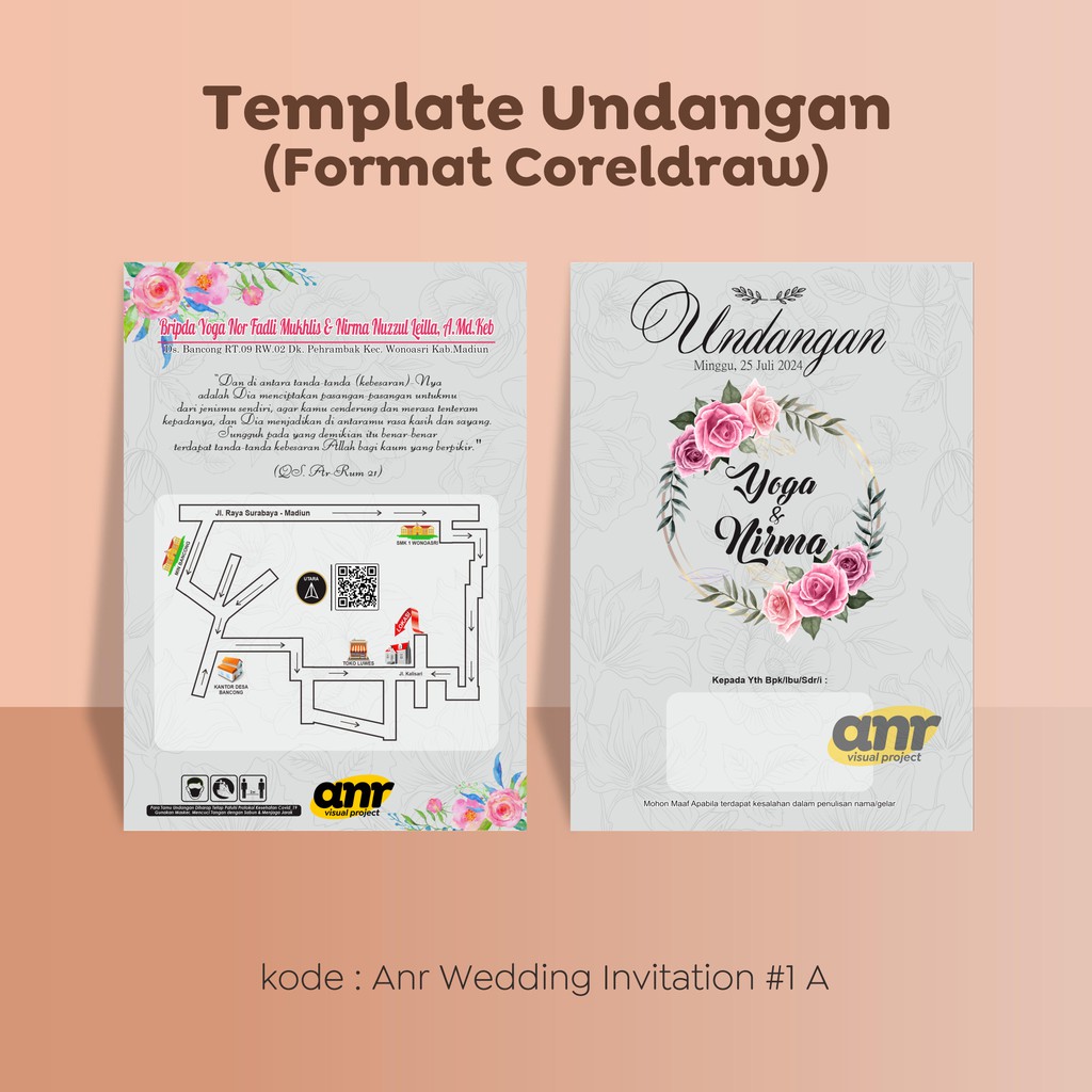 Template Coreldraw / Softfile Undangan Anr Wedding Invitation #ANR1