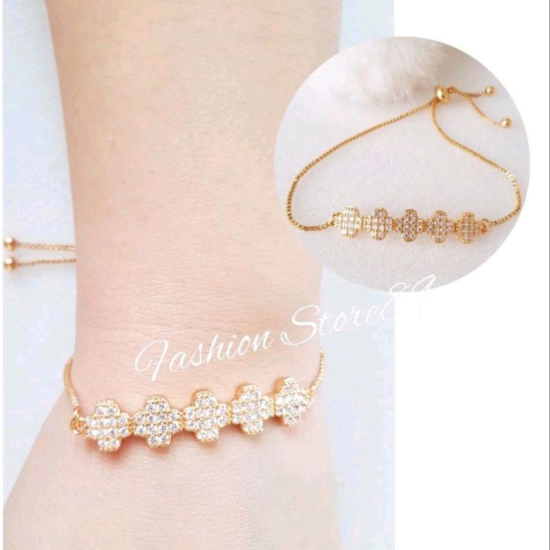 Gelang Serut Fashion Wanita Dewasa impor Bestquality Motif Bunga love BolaPermata