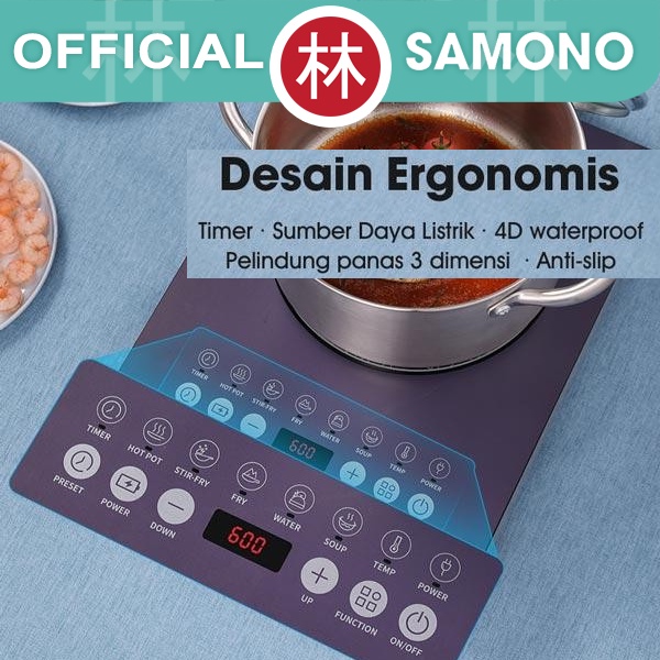 Samono WS-04 Kompor Induksi 600W Layar Sentuh Stainless Steel 8 Mode