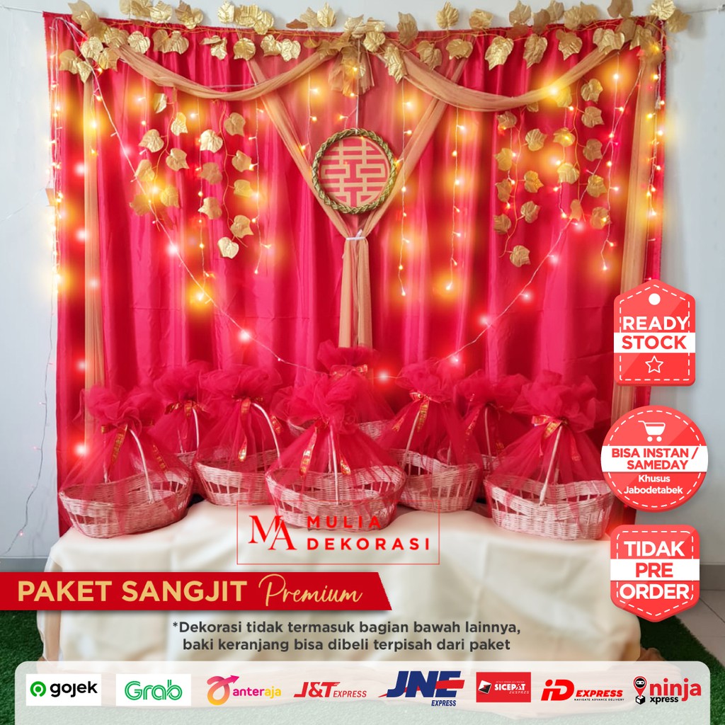 Paket Dekorasi DIY Backdrop Acara Photobooth Keluarga Sangjit Premium Baki Sangjit Shuang Xi