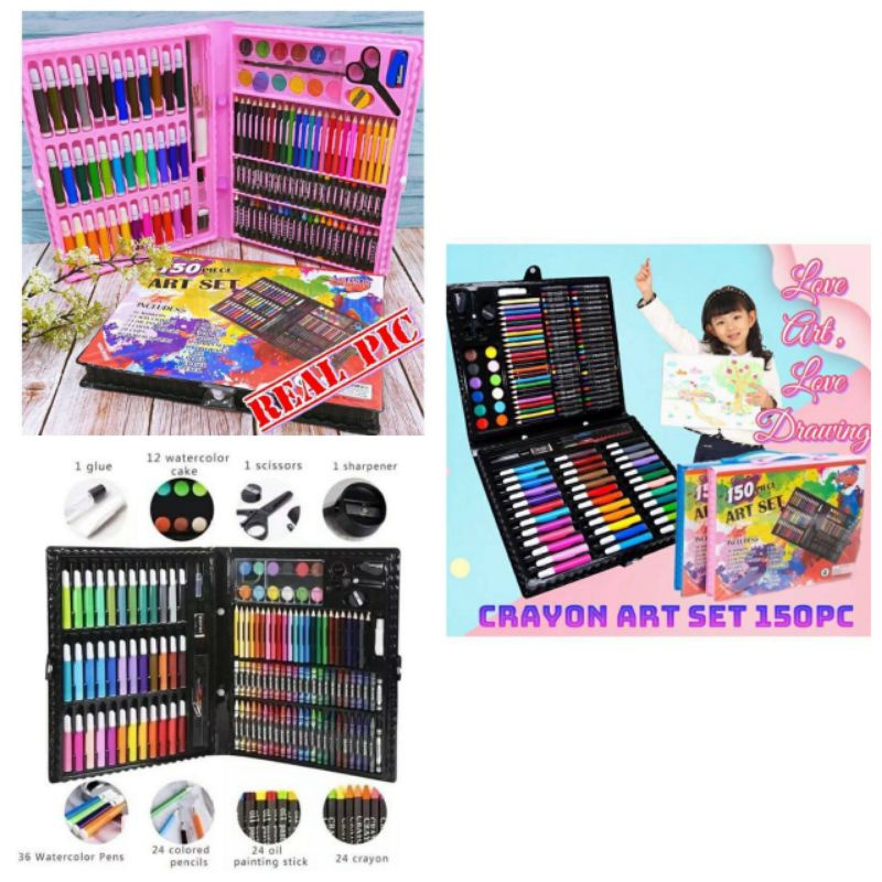 

Crayon Set , Pensil Warna , Spidol Set, Cat Air - Art Set - Alat Mewarnai 150 pcs