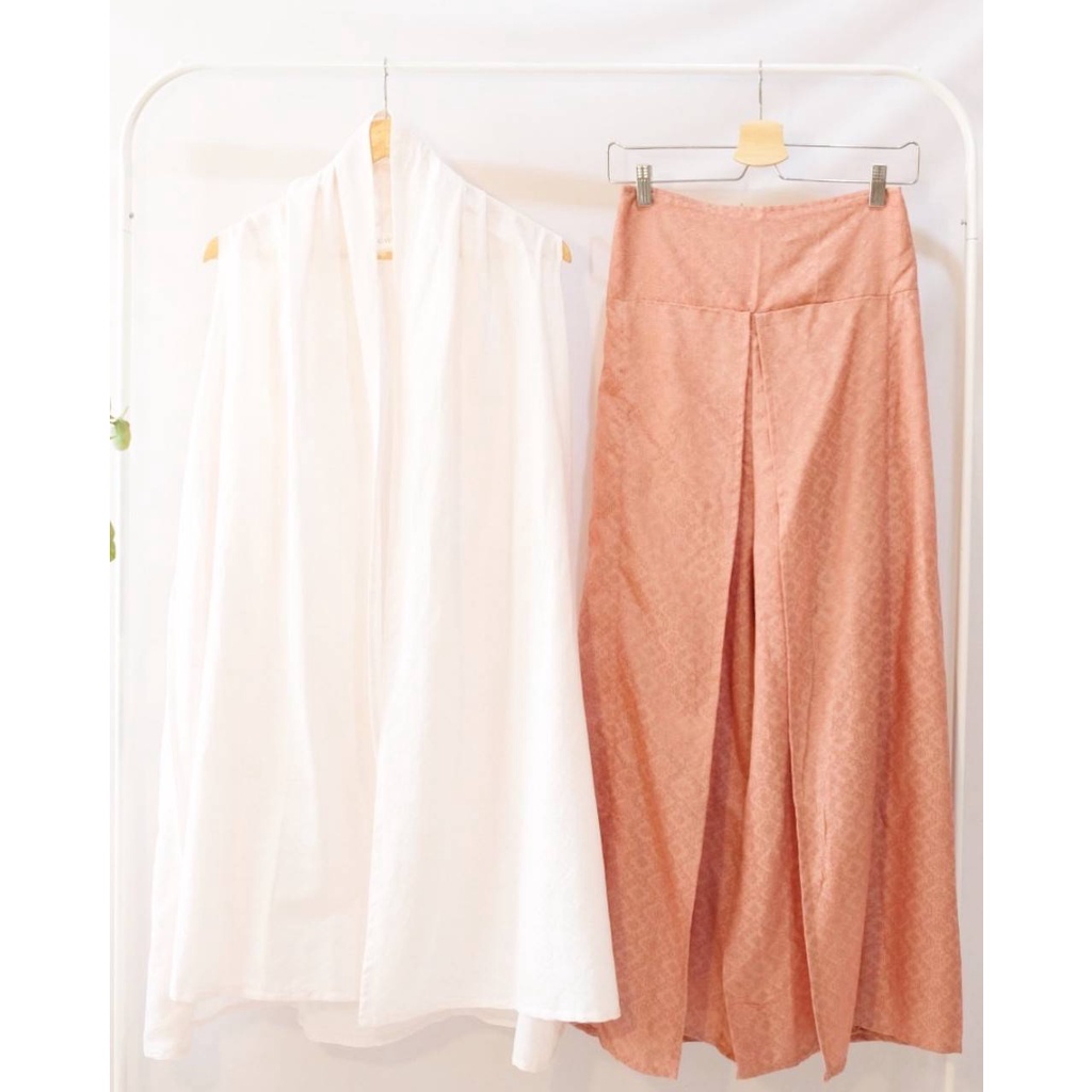 SETELAN ATASAN OUTER DAN BAWAHAN KULOT HIGHWAIST ONESET KONDANGAN ONE SET OUTER TANPAP LENGAN WANITA