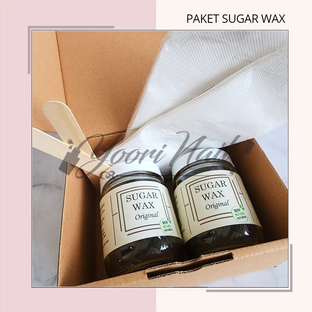 paket lengkap sugar wax 2 jar (250gr x 2 jar) spatula jumbo wax stripe kain waxing dus