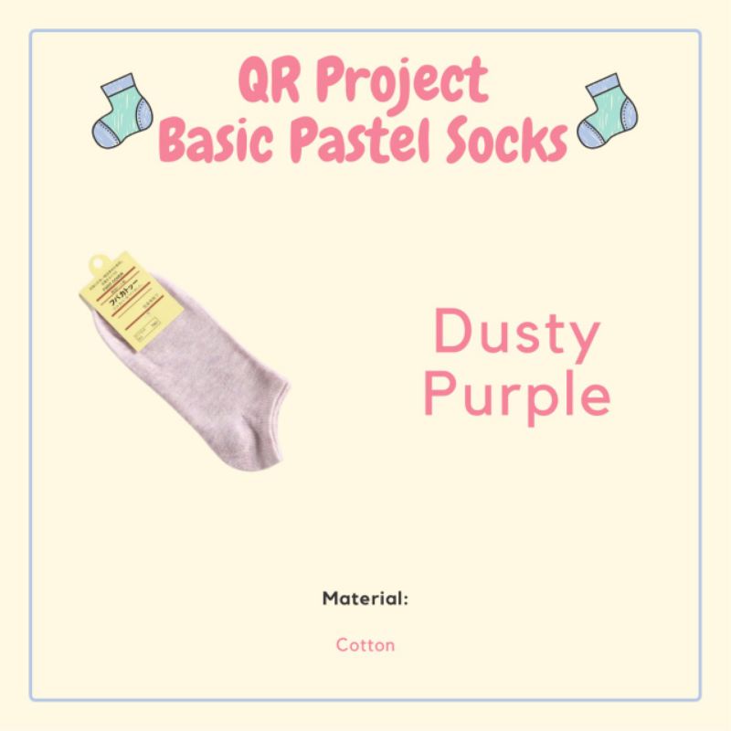 QR Project id kaos kaki polos warna pastel Basic Pastel Socks