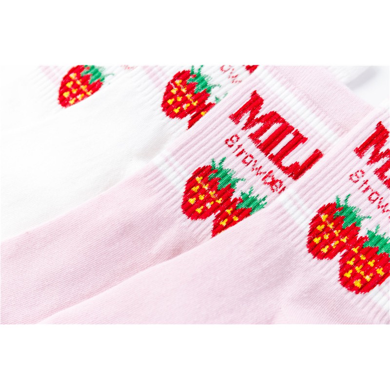 KK-17 kaos kaki cotton strawberry milk susu stroberi kawai korea idol japan socks