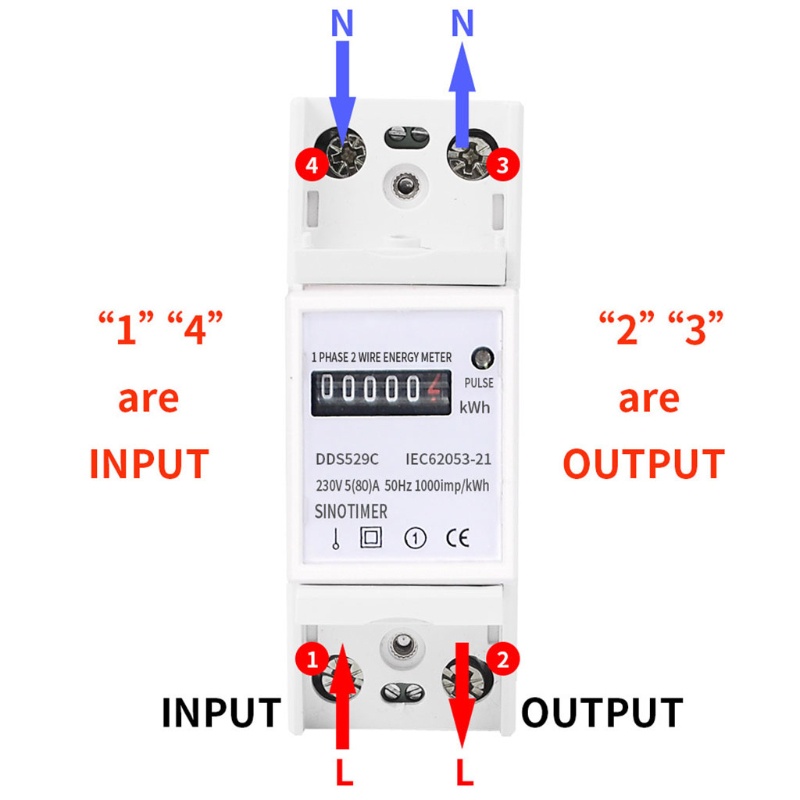 Btsg DIN-Rail Meter Elektrik 1-Phase 2 Kabel 2P KWh Meter 230V 5 (80) A