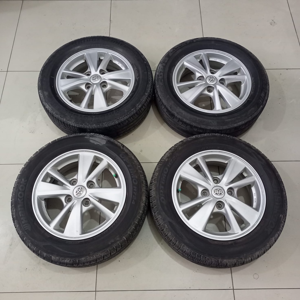 Velg Mobil Bekas Original STD AVANZA VELOZ Ring 15X5 Hole 4X114,3 Plus Ban Hankook (2) 185 65 R15 Co