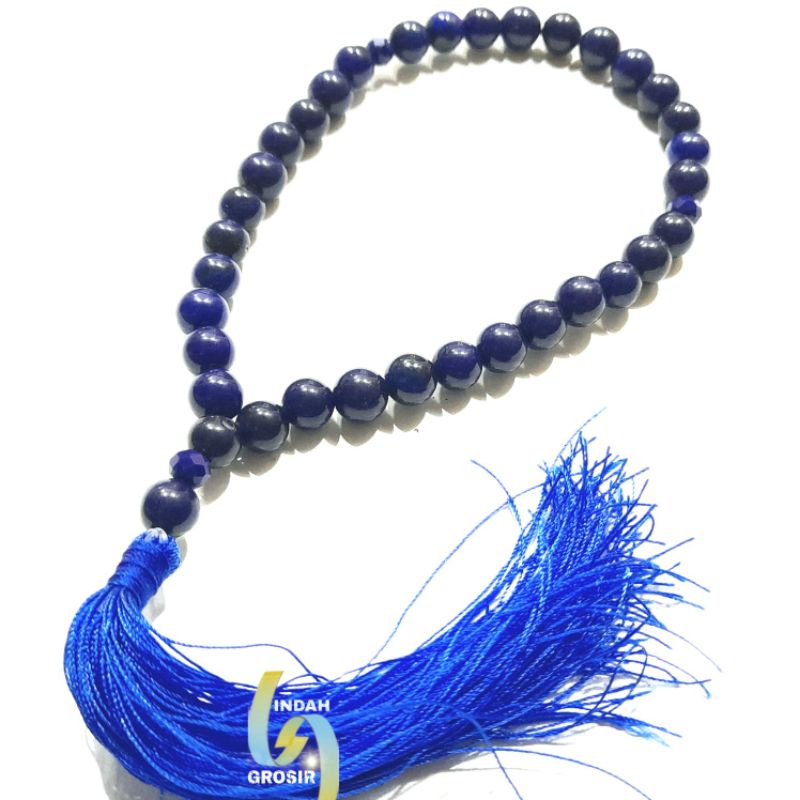 TASBIH BATU BLUE JADE 8MM 33BUTIR ROYAL BLUE ORIGINAL