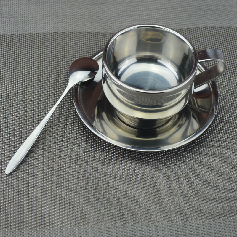 Set Gelas Sendok Piring Kopi Stainless Steel - 201