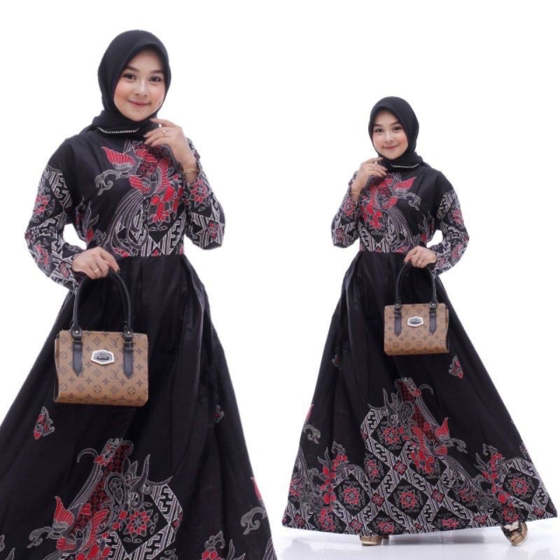 BAJU BATIK COUPLE KELUARGA sania ruflle ori ndoro jowi motif kenari hitam