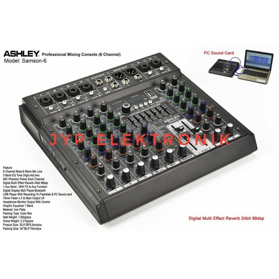 MIXER AUDIO ASHLEY SAMSON 6 / SAMSON6 ORIGINAL 6CHANNEL