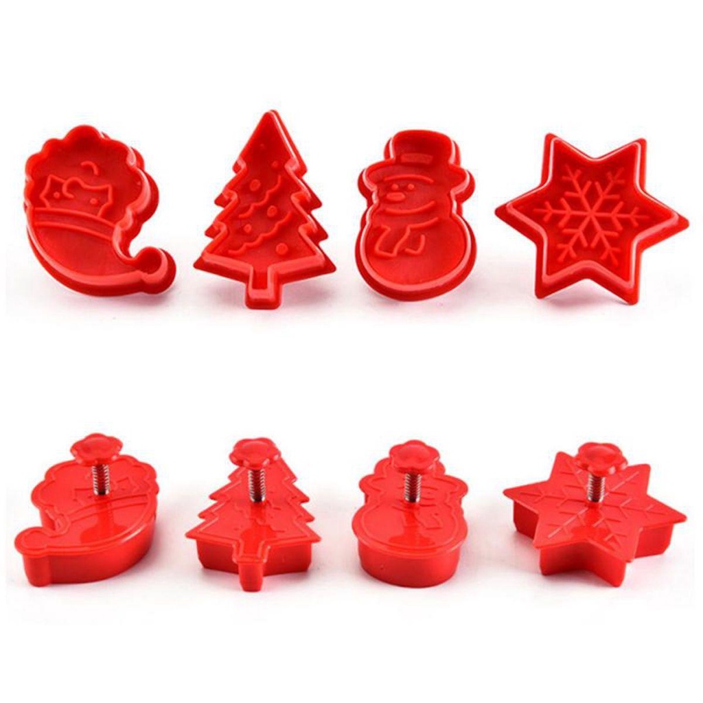 [Elegan] Cookie Cutters Set Fondant Sugarcraft Lucu DIY Baking Tools Plunger Dekorasi Natal