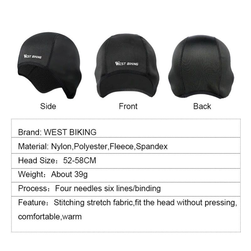 WEST BIKING Topi Helm Sepeda Cycling Helmet Hat Winter Thermal Fleece Model Clasic - YP0201183 - Black