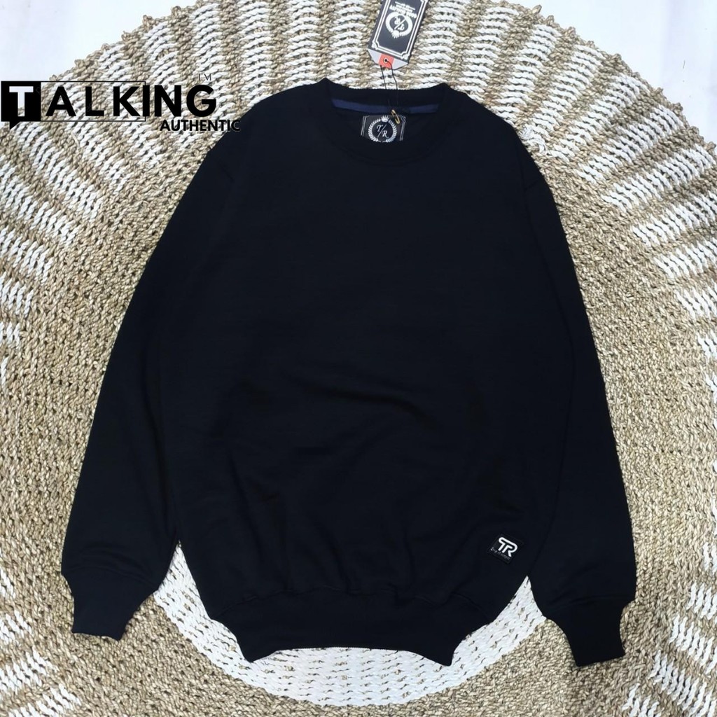 Sweater Polos Crewneck Pria Wanita Unisex Premium Hitam Suiter Lengan Panjang Oblong TR Murah Ori