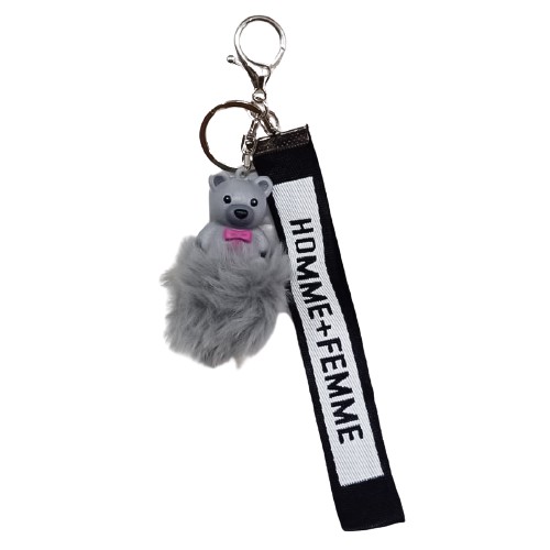 Gantungan Tas / Kunci Boneka Bear Bulu Lucu Plus Tali Strap