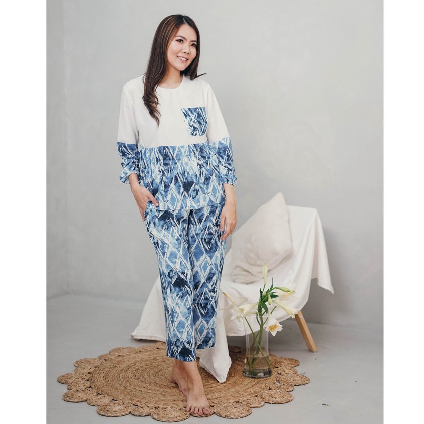 Becca Set - Baju Atasan Bawahan Wanita Rayon / Set Baju Tangan Panjang / Homewear