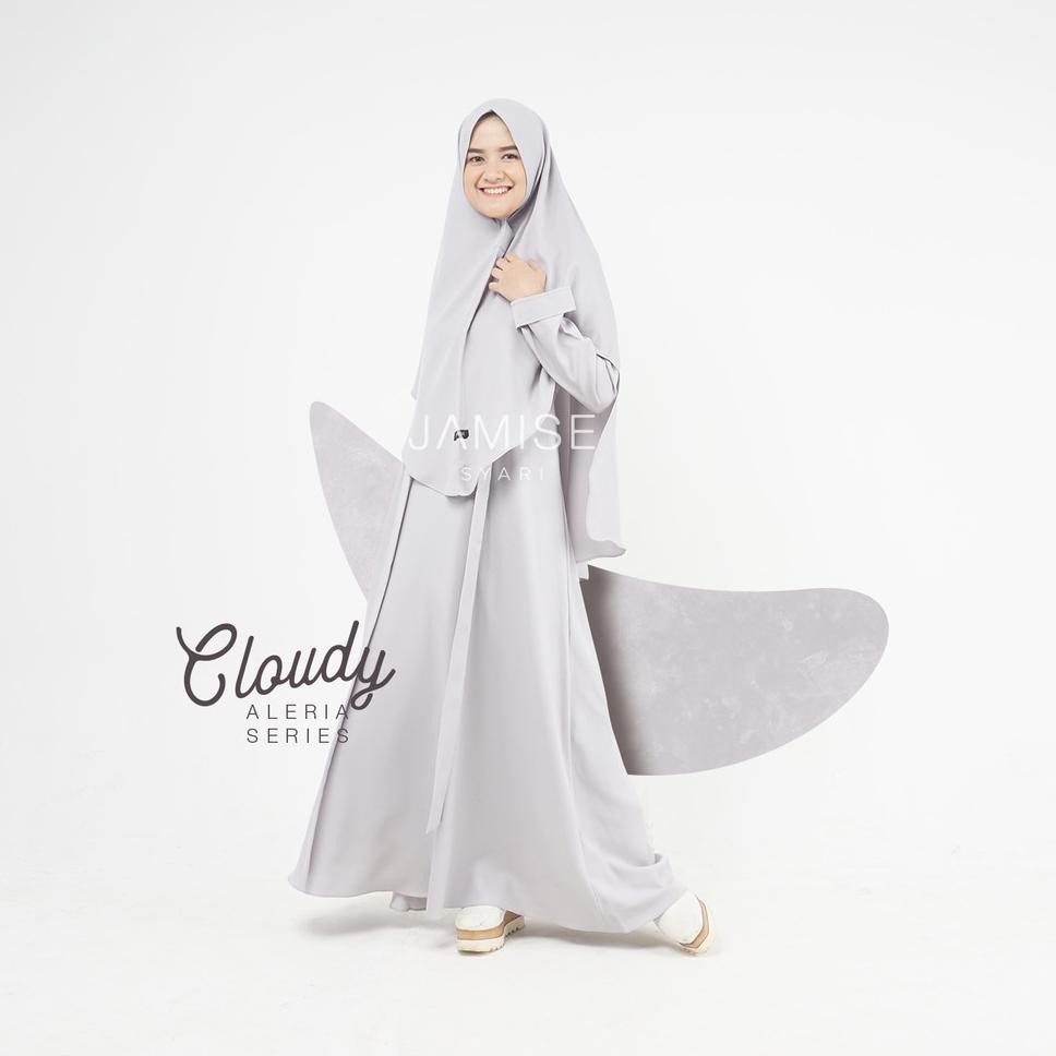 ♥ Set Gamis+Khimar Syari | Aleria Series - Cloudy| Jamise ➵