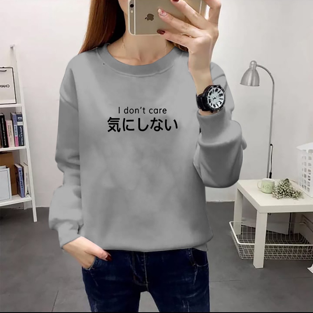 COLLECTION COOLS - ( BISA COD ) BAJU ATASAN I DON'T CARE KIPOT (S,M,L,XL,XXL) LENGAN PANJANG TERBARU-BAJU DISTRO CEWEK LENGAN PANJANG MASA KINI DAN TRENDY TERLARIS