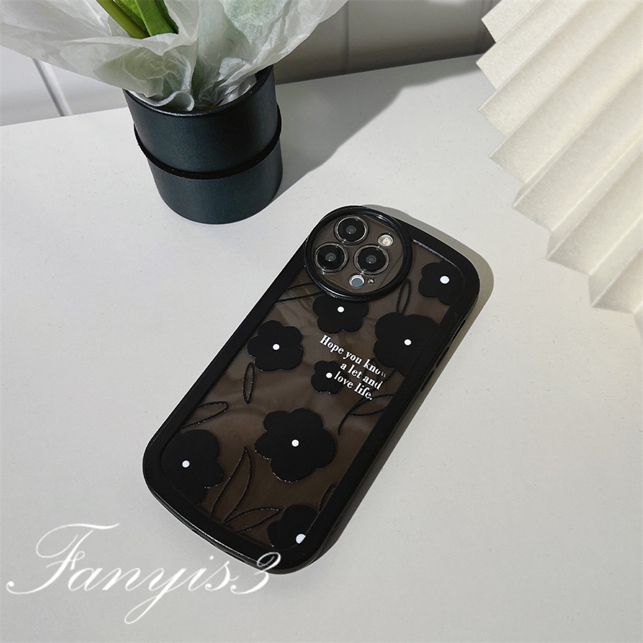 Realme C35 C31 C30 C25Y C21Y C25 C25s C12 C21 C20 C20A C11 C17 7i C15 5 5i 5s 6i C3 Narzo 50A 50i Luxury Black Flowers Phone Case Clear Soft Protective Cover