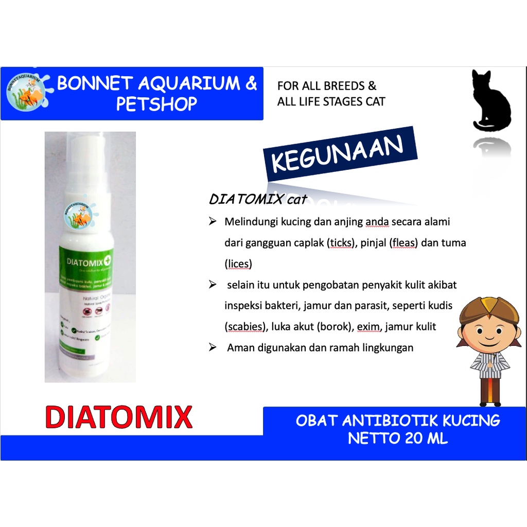 Diatomix spray jamur 20ml , untuk kucing dan anjing - obat hewan jamur - obat kucing jamur - obat an
