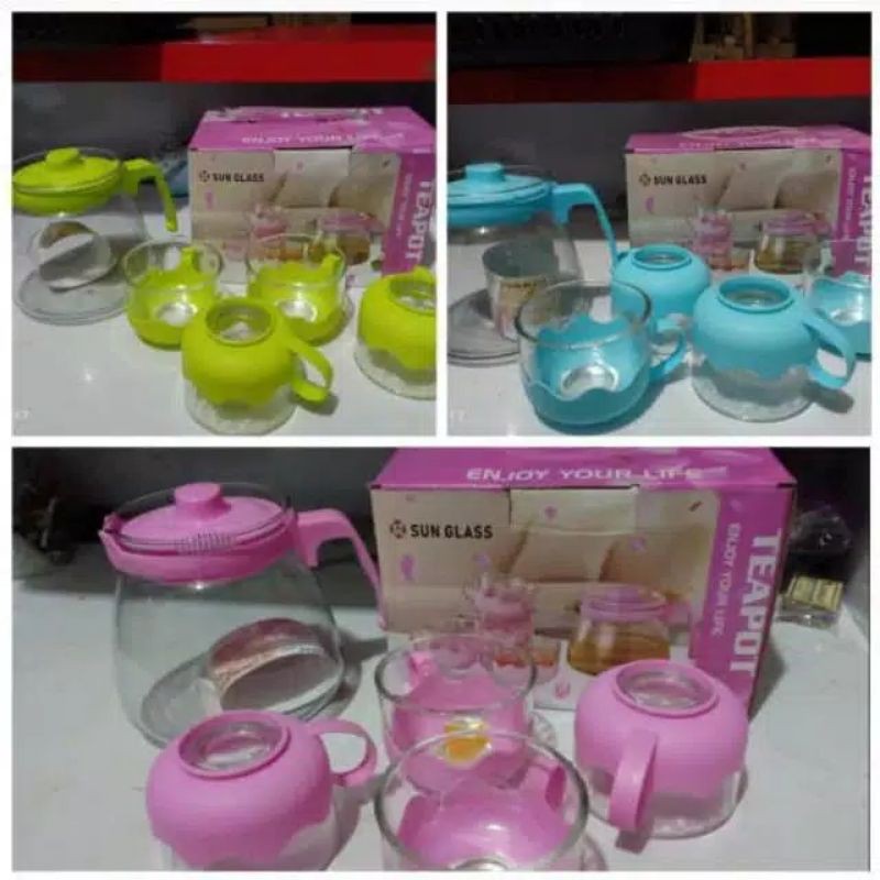 Teapot set 5in1 Teapot Kaca Teko Teh