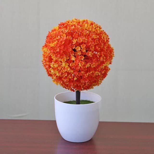 Bunga Plastik Hias Pajangan pot Dekorasi pohon cantik Bonsai Bulat - Hijau