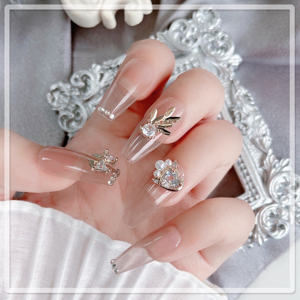 Mxbeauty Hiasan Kuku 3d Bentuk Hati / Kupu-Kupu Aksen Zircon + Berlian Imitasi Untuk Nail Art / Manicure Diy