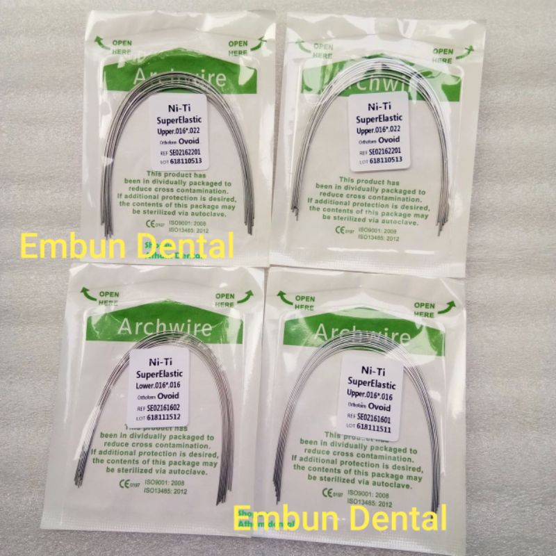 Kawat gigi Niti Archwire Recta isi 10 pcs Upper / Lower 16 x 16, 16 x 22