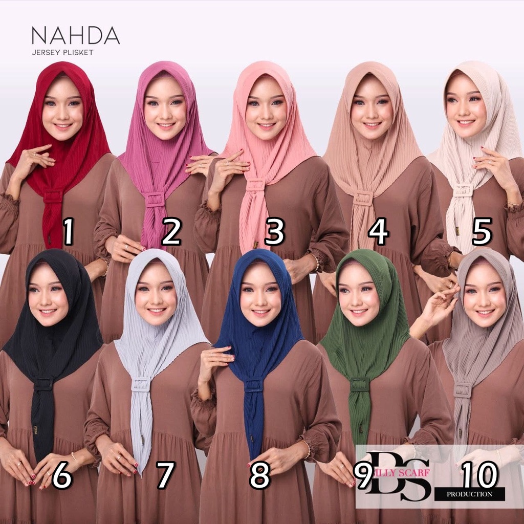 HIJAB BERGO PAD GESPER NAHDA ORIGINAL BILLY SCARF JERSEY PLISKET / HIJAB INSTAN PLISKET TERBARU BROS