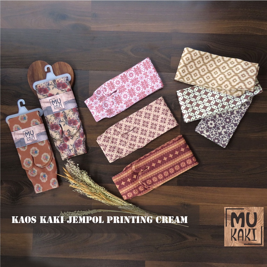 Kaos Kaki Jempol Motif Printing Cream Dewasa Mukaki Murah E