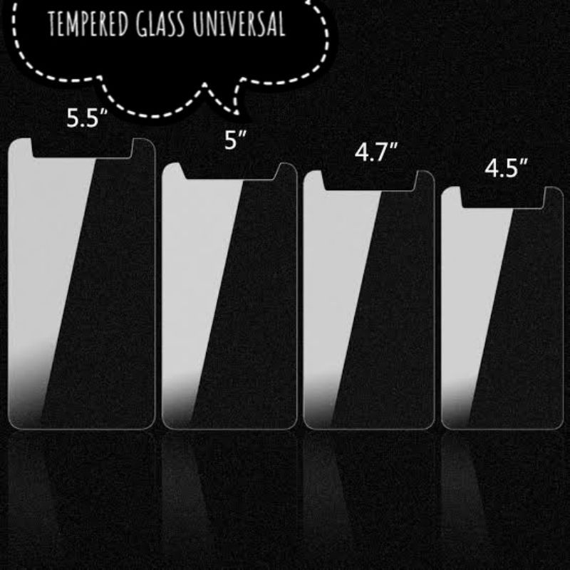 Tempered Glass universal layar 5,5 inch 5 inch 4,7 inch 4,5 inch Screen protector Semua Type merk HP