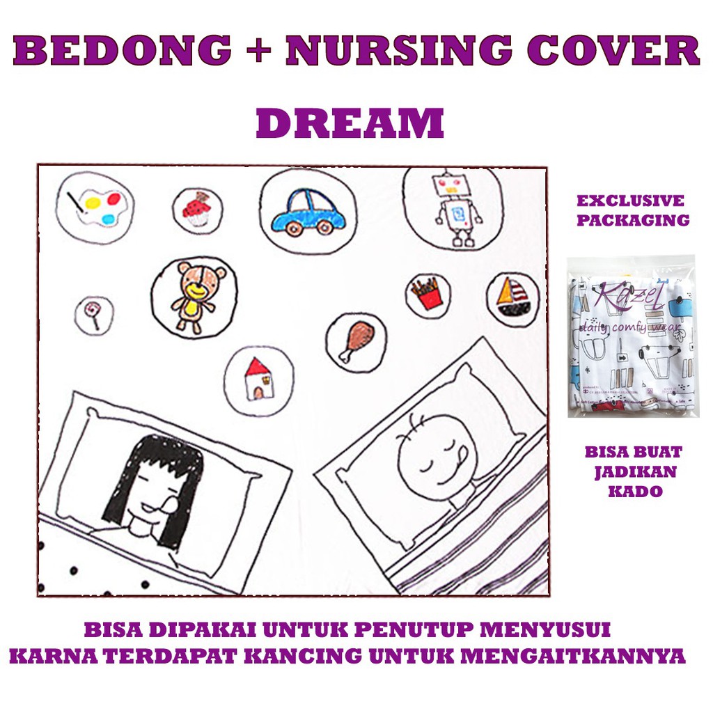 1 Pcs  / 3  PCS KAZEL BEDONG ( SWADDLE  ) + NURSING COVER  Bahan Lembut  110 x 90 cm