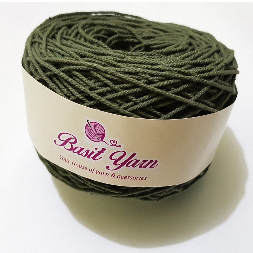 Benang Rajut Katun Rami BasitYarn warna Hijau Khaki